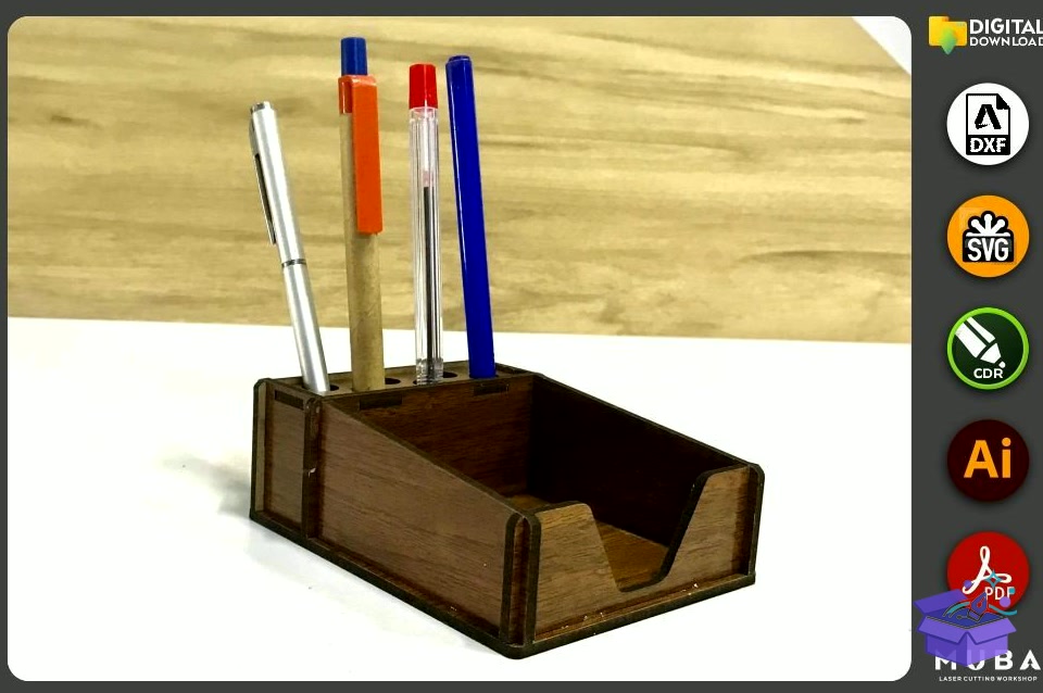 Mini Masaüstü Kalemlik Office Product Svg - Lazer Kesim ve Çizim Dosyası (SVG, DXF, EPS, PNG) - Lazer Kesim Dosyaları İndir (DXF, SVG, EPS)
