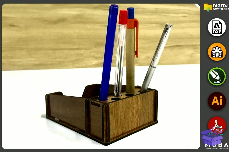 Mini Masaüstü Kalemlik Office Product Svg - Lazer Kesim ve Çizim Dosyası (SVG, DXF, EPS, PNG) - detaylı önizleme 2