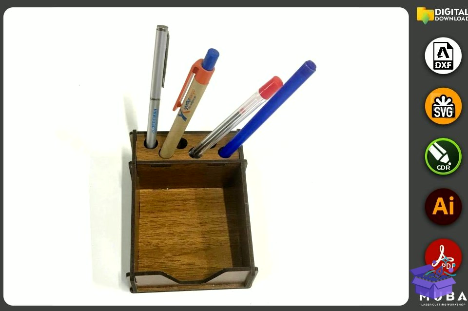 Mini Masaüstü Kalemlik Office Product Svg - Lazer Kesim ve Çizim Dosyası (SVG, DXF, EPS, PNG) - detaylı önizleme 4