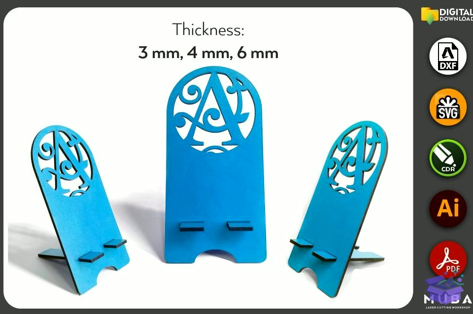 A Z Alphabet Telefon Standı SVG - 3D Baskı ve Model Dosyası (STL, OBJ, 3MF) - detaylı önizleme 5