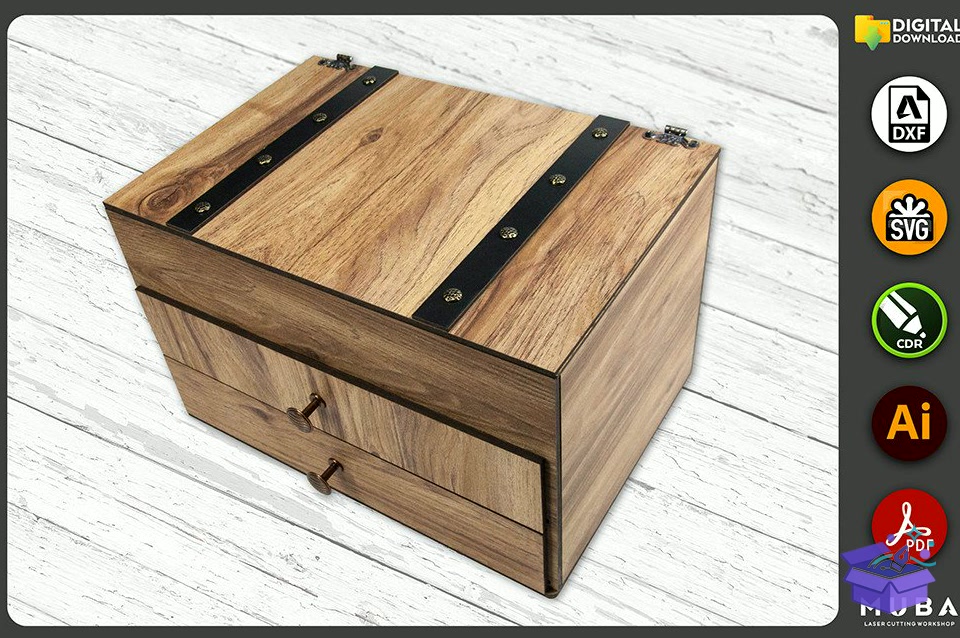 Keepsake Kutu Jewellery Organizer Svg - Lazer Kesim ve Çizim Dosyası (SVG, DXF, EPS, PNG) - detaylı önizleme 4