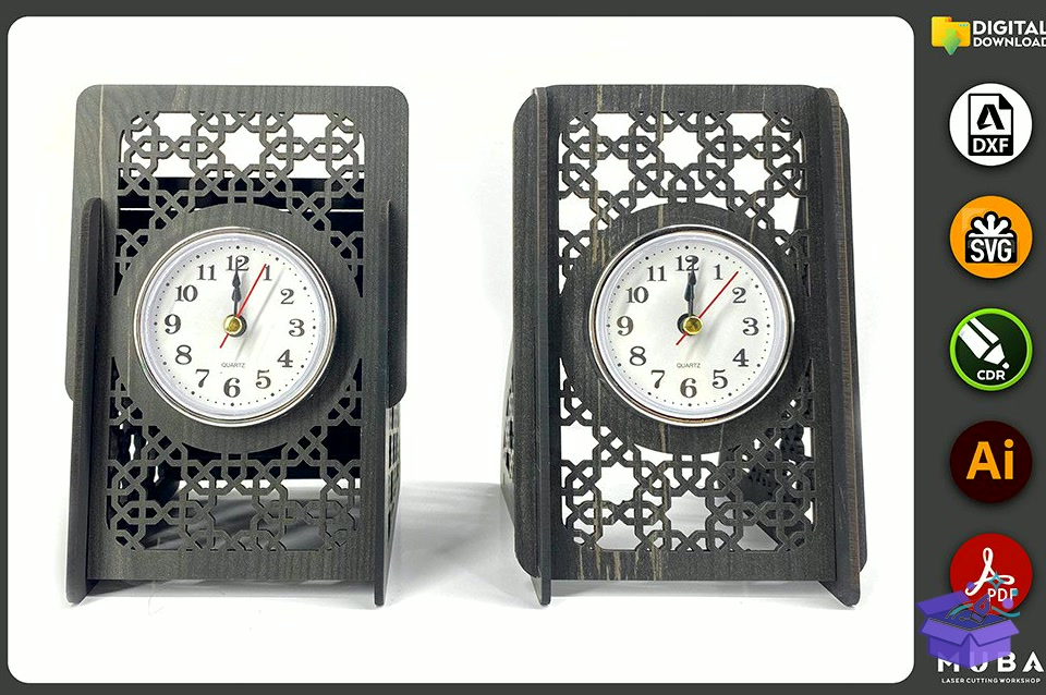 2 Models Desk Duvar Saati Office Product Svg - Lazer Kesim ve Çizim Dosyası (SVG, DXF, EPS, PNG) - detaylı önizleme 2