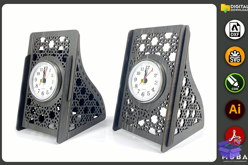 2 Models Desk Duvar Saati Office Product Svg - Lazer Kesim ve Çizim Dosyası (SVG, DXF, EPS, PNG) - detaylı önizleme 3