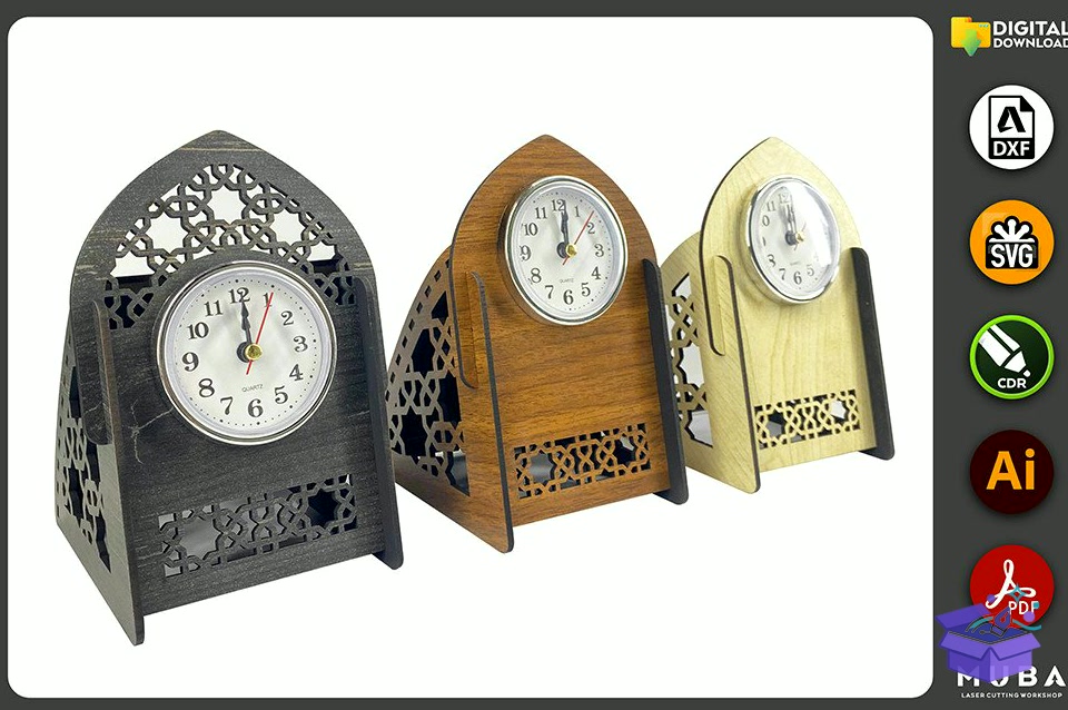 3 Models Desk Duvar Saati Office Product Svg - Lazer Kesim ve Çizim Dosyası (SVG, DXF, EPS, PNG) - Lazer Kesim Dosyaları İndir (DXF, SVG, EPS)