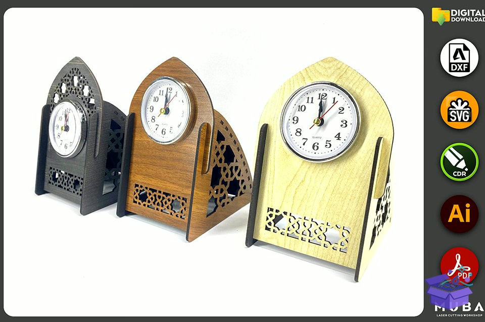 3 Models Desk Duvar Saati Office Product Svg - Lazer Kesim ve Çizim Dosyası (SVG, DXF, EPS, PNG) - detaylı önizleme 3