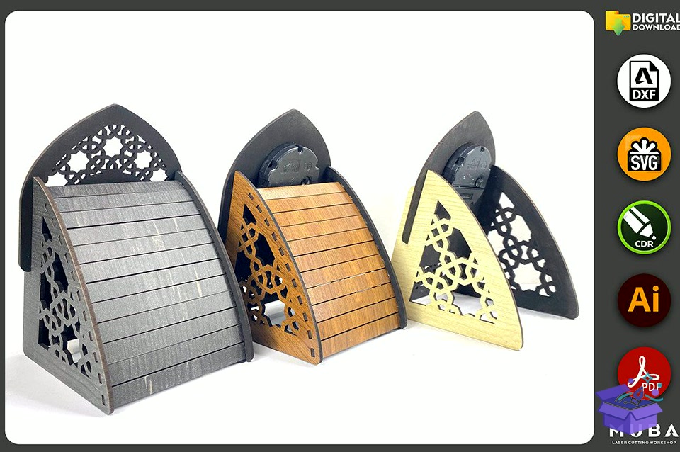 3 Models Desk Duvar Saati Office Product Svg - Lazer Kesim ve Çizim Dosyası (SVG, DXF, EPS, PNG) - detaylı önizleme 4