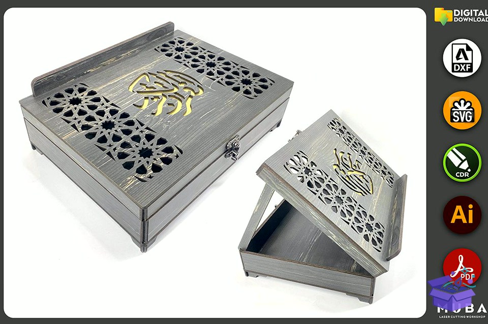 Quran Kutu Tutucu Quran Stand SVG - Lazer Kesim ve Çizim Dosyası (SVG, DXF, EPS, PNG) - Lazer Kesim Dosyaları İndir (DXF, SVG, EPS)