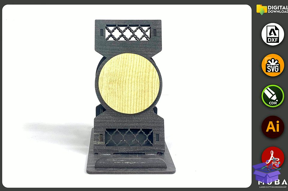 Telefon Standı With Duvar Saati Telefon Tutucu Svg - Lazer Kesim ve Çizim Dosyası (SVG, DXF, EPS, PNG) - detaylı önizleme 4