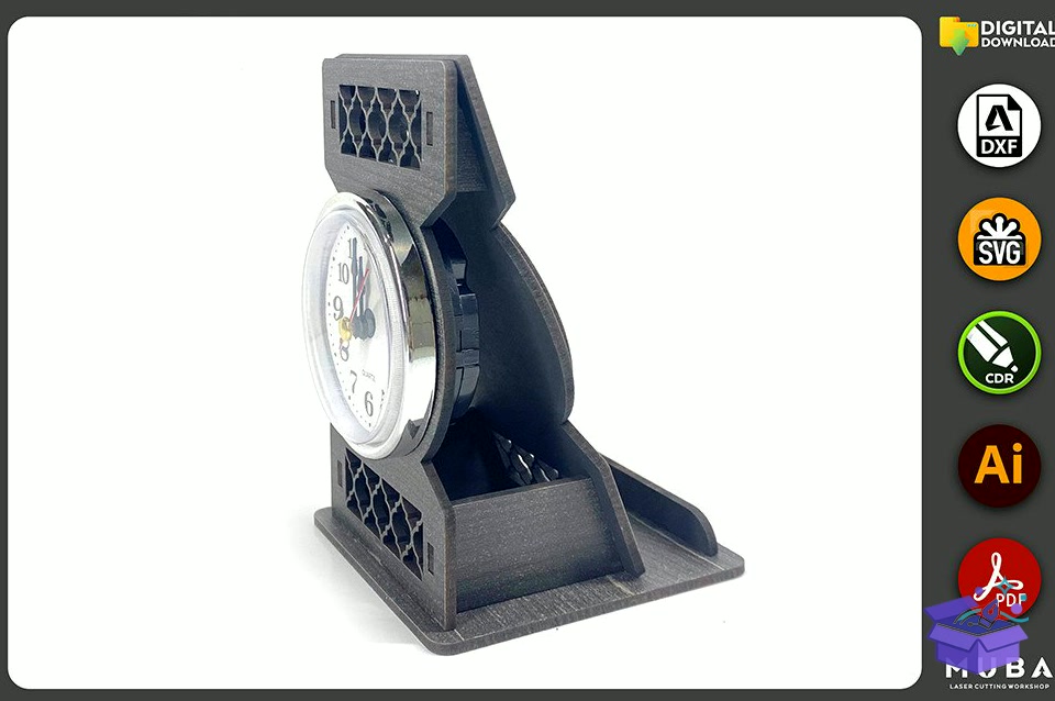 Telefon Standı With Duvar Saati Telefon Tutucu Svg - Lazer Kesim ve Çizim Dosyası (SVG, DXF, EPS, PNG) - detaylı önizleme 5