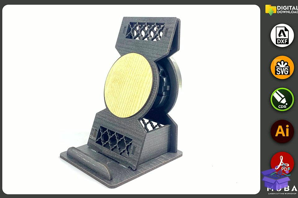 Telefon Standı With Duvar Saati Telefon Tutucu Svg - Lazer Kesim ve Çizim Dosyası (SVG, DXF, EPS, PNG) - detaylı önizleme 6