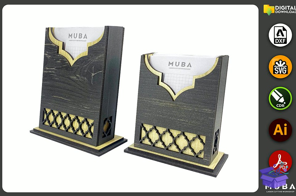 2 Szs Notepad Tutucu Notebook Tutucu SVG - Lazer Kesim ve Çizim Dosyası (SVG, DXF, EPS, PNG) - detaylı önizleme 4
