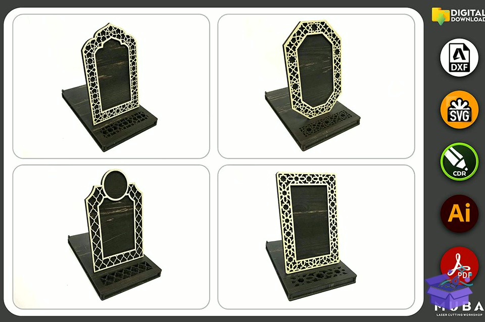 4 Models Boxed Award Plaque Stand Svg - Lazer Kesim ve Çizim Dosyası (SVG, DXF, EPS, PNG) - Lazer Kesim Dosyaları İndir (DXF, SVG, EPS)