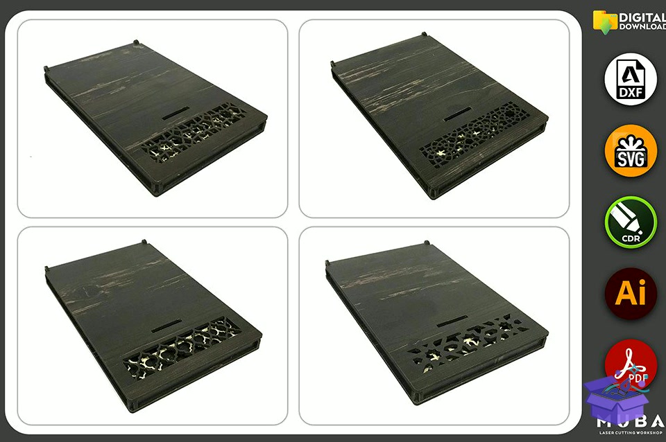 4 Models Boxed Award Plaque Stand Svg - Lazer Kesim ve Çizim Dosyası (SVG, DXF, EPS, PNG) - detaylı önizleme 2