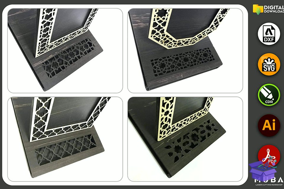 4 Models Boxed Award Plaque Stand Svg - Lazer Kesim ve Çizim Dosyası (SVG, DXF, EPS, PNG) - detaylı önizleme 4