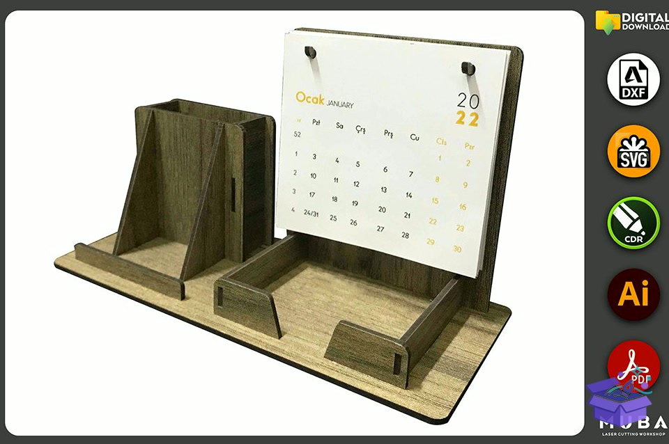 Calendar Masaüstü Kalemlik Office Product Svg - Lazer Kesim ve Çizim Dosyası (SVG, DXF, EPS, PNG) - Lazer Kesim Dosyaları İndir (DXF, SVG, EPS)