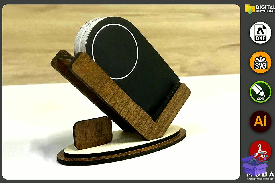 Laser Business Card Tutucu Card Stand - Lazer Kesim ve Çizim Dosyası (SVG, DXF, EPS, PNG) - Lazer Kesim Dosyaları İndir (DXF, SVG, EPS)