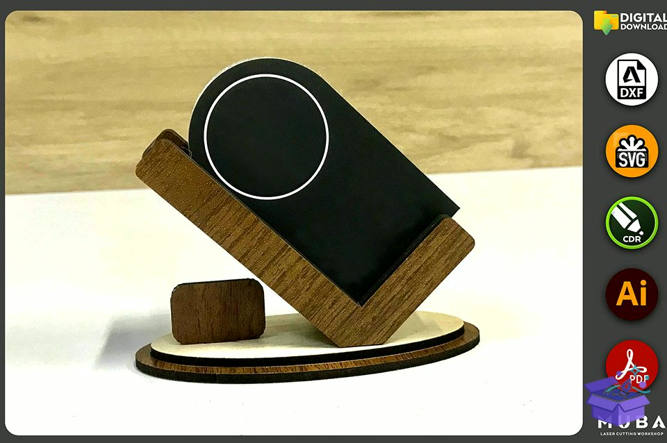 Laser Business Card Tutucu Card Stand - Lazer Kesim ve Çizim Dosyası (SVG, DXF, EPS, PNG) - detaylı önizleme 2