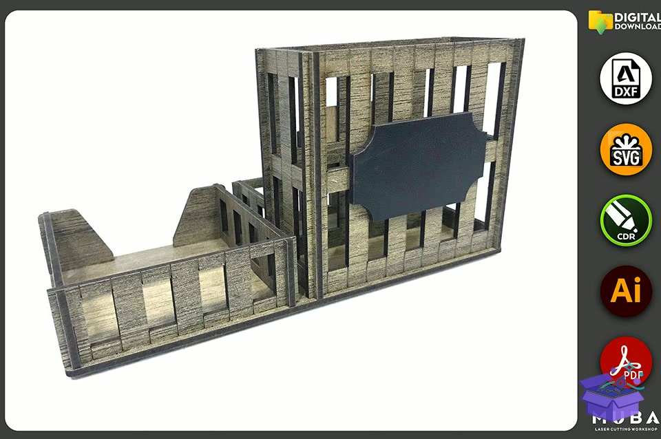 Lazer Kesim Pallet Masaüstü Kalemlik Svg - Lazer Kesim ve Çizim Dosyası (SVG, DXF, EPS, PNG) - detaylı önizleme 2