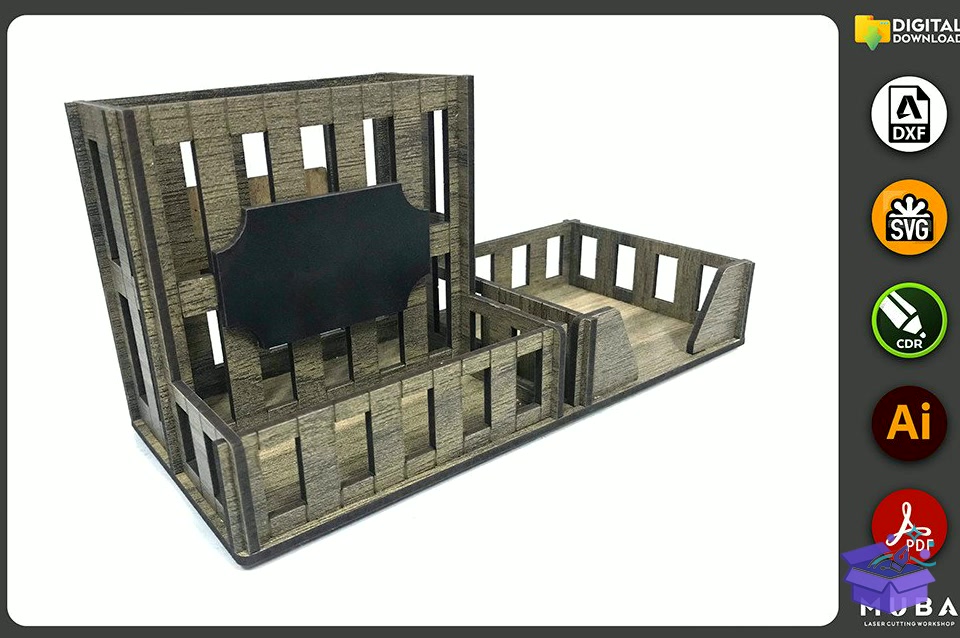 Lazer Kesim Pallet Masaüstü Kalemlik Svg - Lazer Kesim ve Çizim Dosyası (SVG, DXF, EPS, PNG) - detaylı önizleme 5