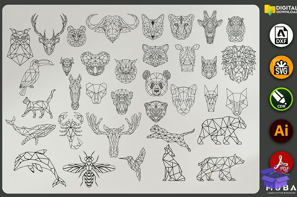 35 Animals Duvar Dekoru Metal Decoration - Lazer Kesim ve Çizim Dosyası (SVG, DXF, EPS, PNG) - detaylı önizleme 2