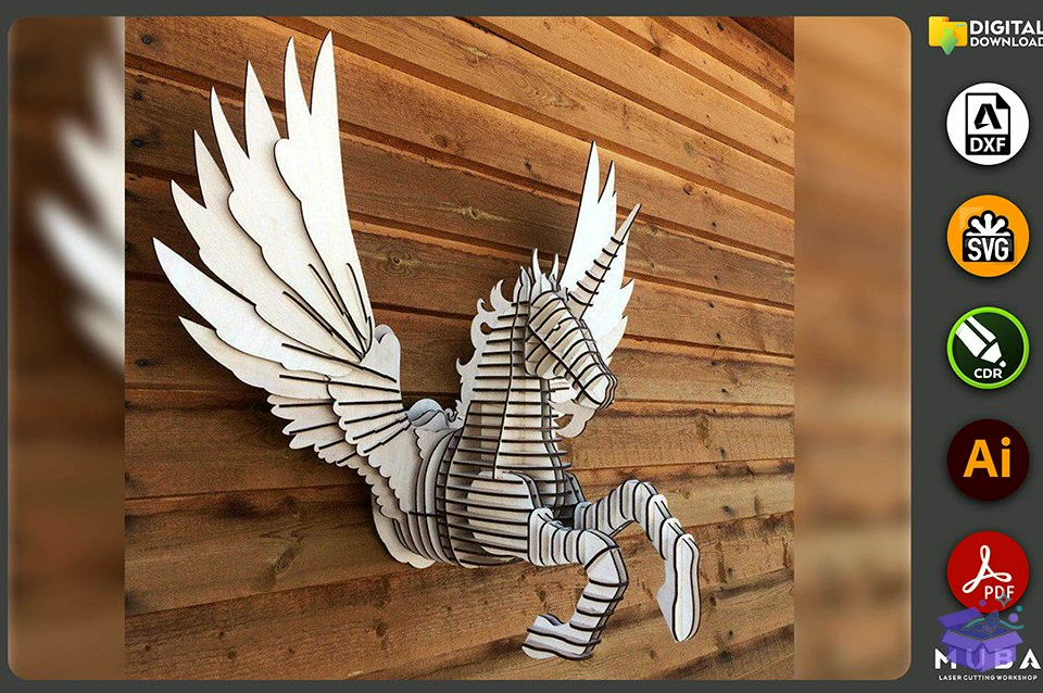3D Unicorn Decor Chart At Lazer Kesim - 3D Baskı ve Model Dosyası (STL, OBJ, 3MF) - Lazer Kesim Dosyaları İndir (STL, OBJ, 3MF)