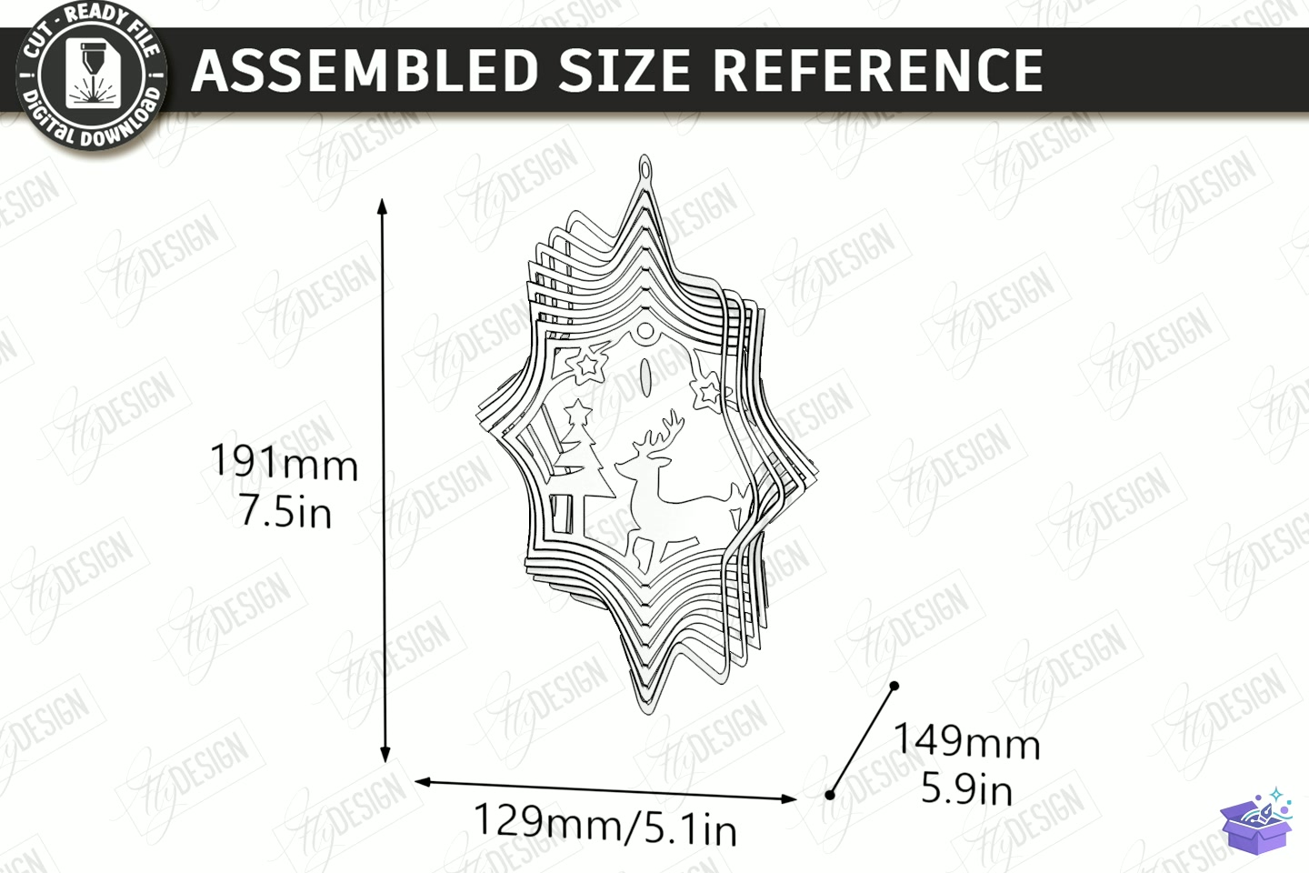 Yılbaşı Wind Spinner Lazer Kesim - 3D Baskı ve Model Dosyası (STL, OBJ, 3MF) - detaylı önizleme 4