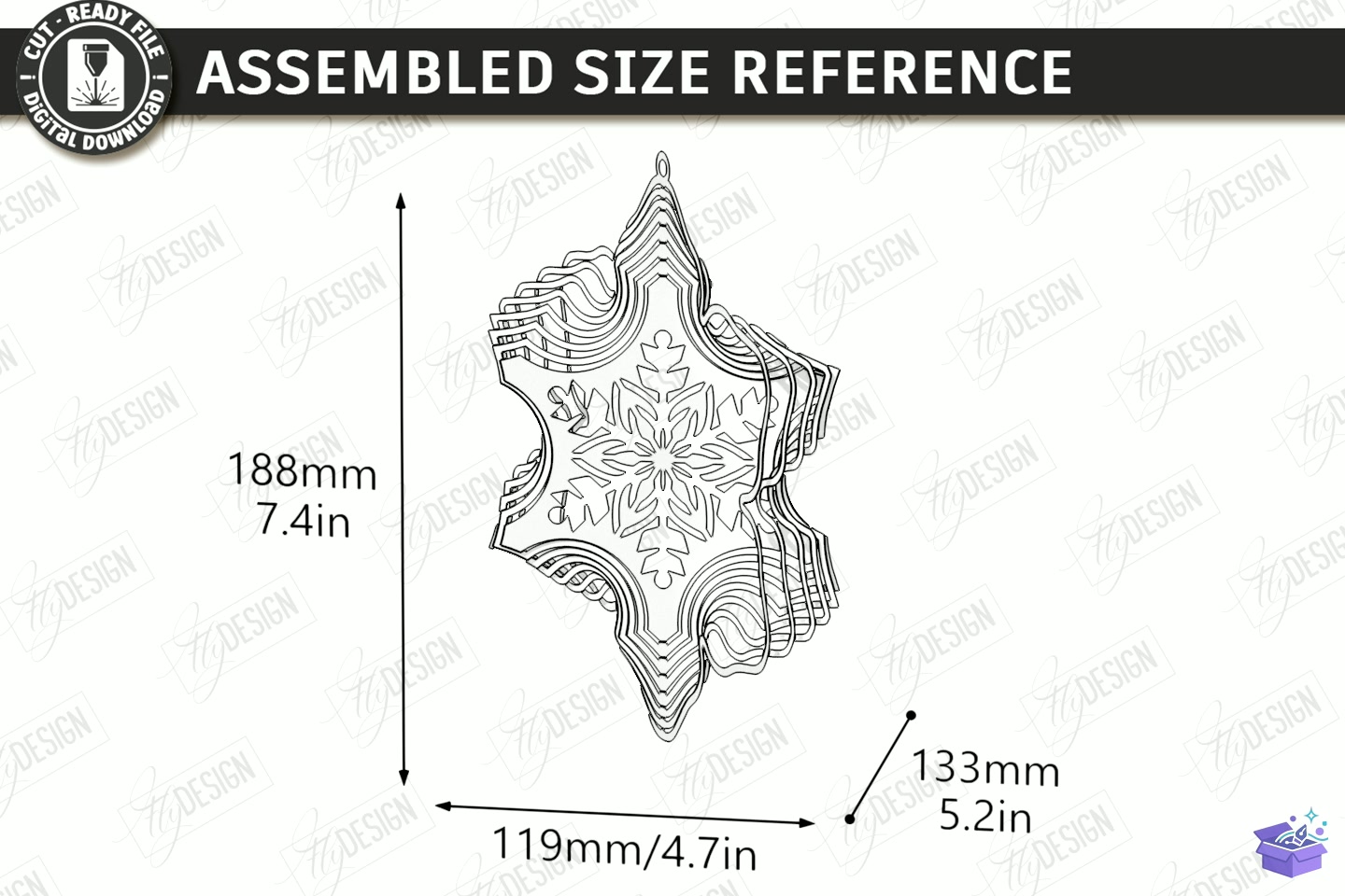 Yılbaşı Wind Spinner Lazer Kesim - 3D Baskı ve Model Dosyası (STL, OBJ, 3MF) - detaylı önizleme 6