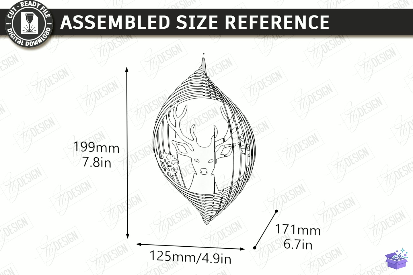 3D Yılbaşı Wind Spinner Lazer Kesim CNC - 3D Baskı ve Model Dosyası (STL, OBJ, 3MF) - detaylı önizleme 2