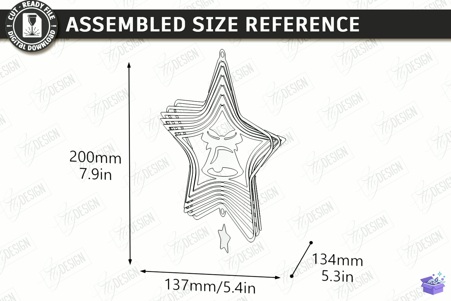 3D Yılbaşı Wind Spinner Lazer Kesim CNC - 3D Baskı ve Model Dosyası (STL, OBJ, 3MF) - detaylı önizleme 2