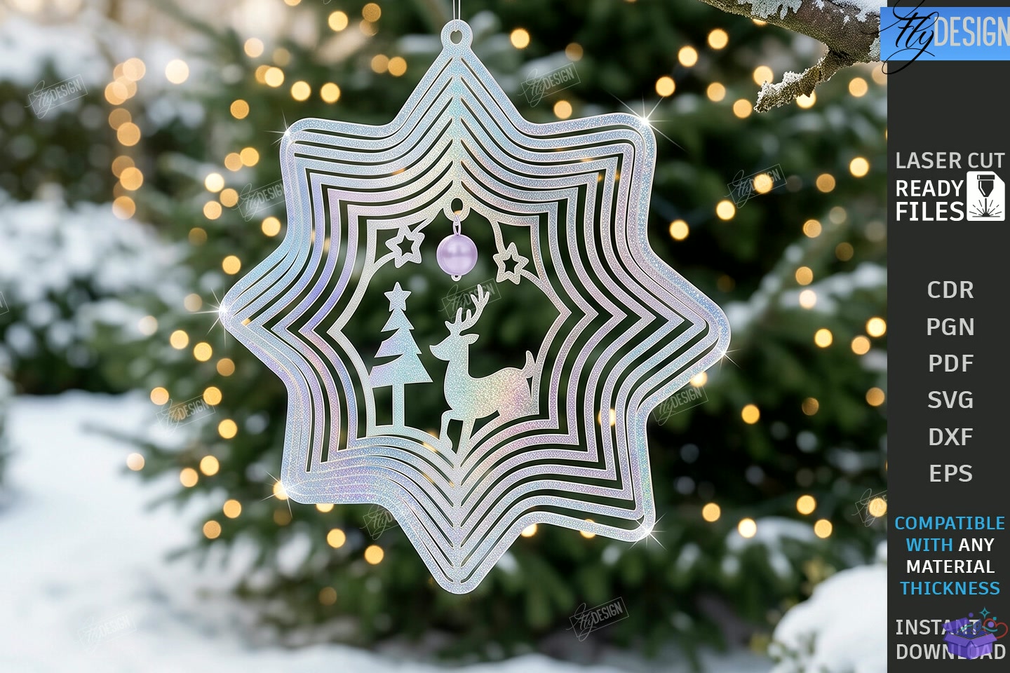 3D Yılbaşı Wind Spinner Lazer Kesim CNC - 3D Baskı ve Model Dosyası (STL, OBJ, 3MF) - Lazer Kesim Dosyaları İndir (STL, OBJ, 3MF)