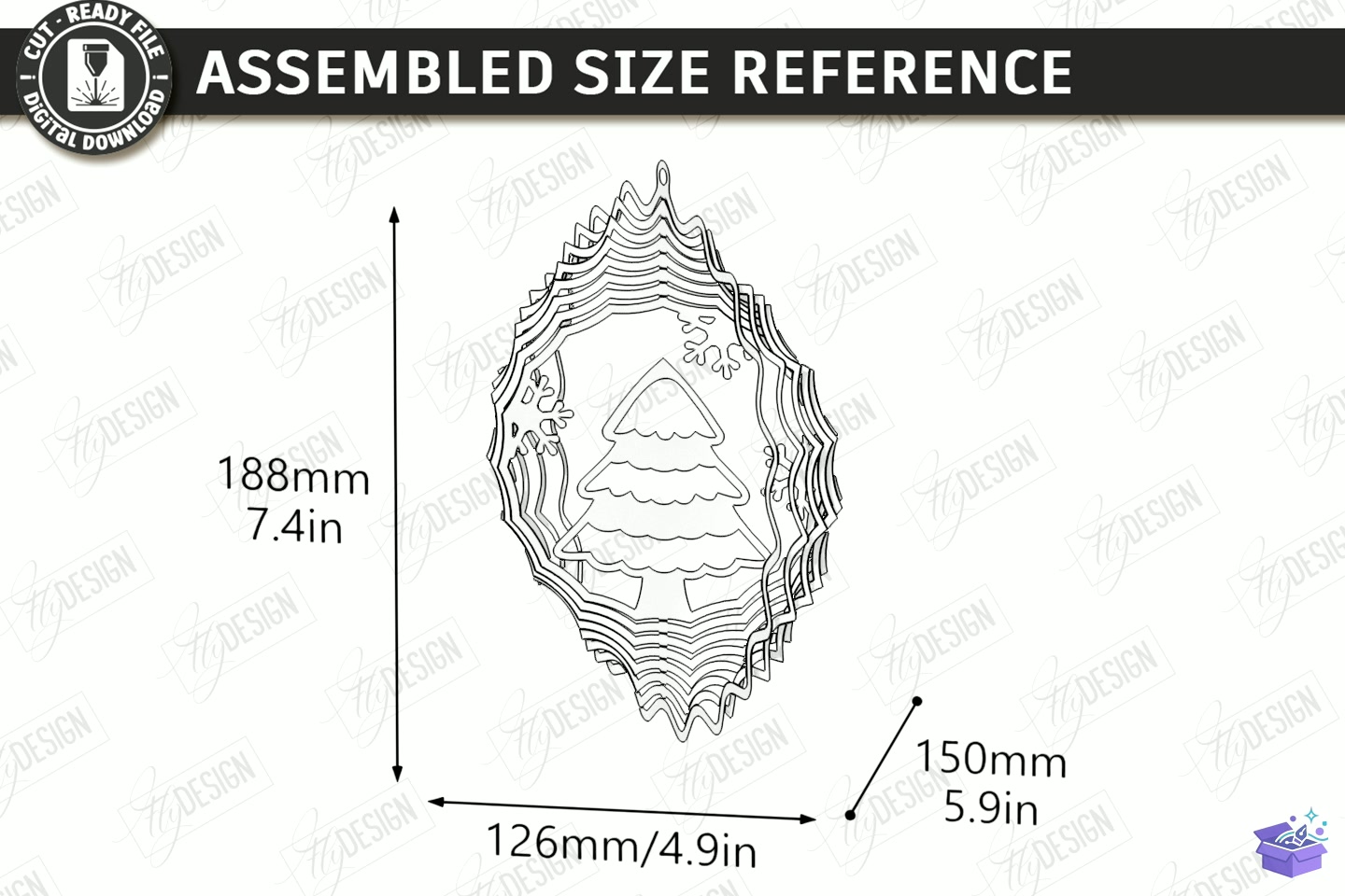 3D Yılbaşı Wind Spinner Lazer Kesim CNC - 3D Baskı ve Model Dosyası (STL, OBJ, 3MF) - detaylı önizleme 2