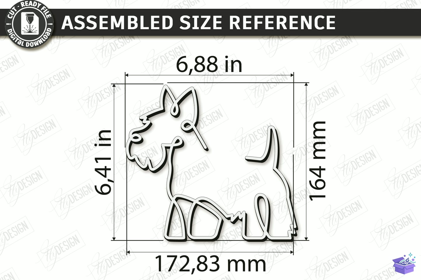 Ahşap One Line Köpek Art Lazer Kesim CNC - 3D Baskı ve Model Dosyası (STL, OBJ, 3MF) - detaylı önizleme 2