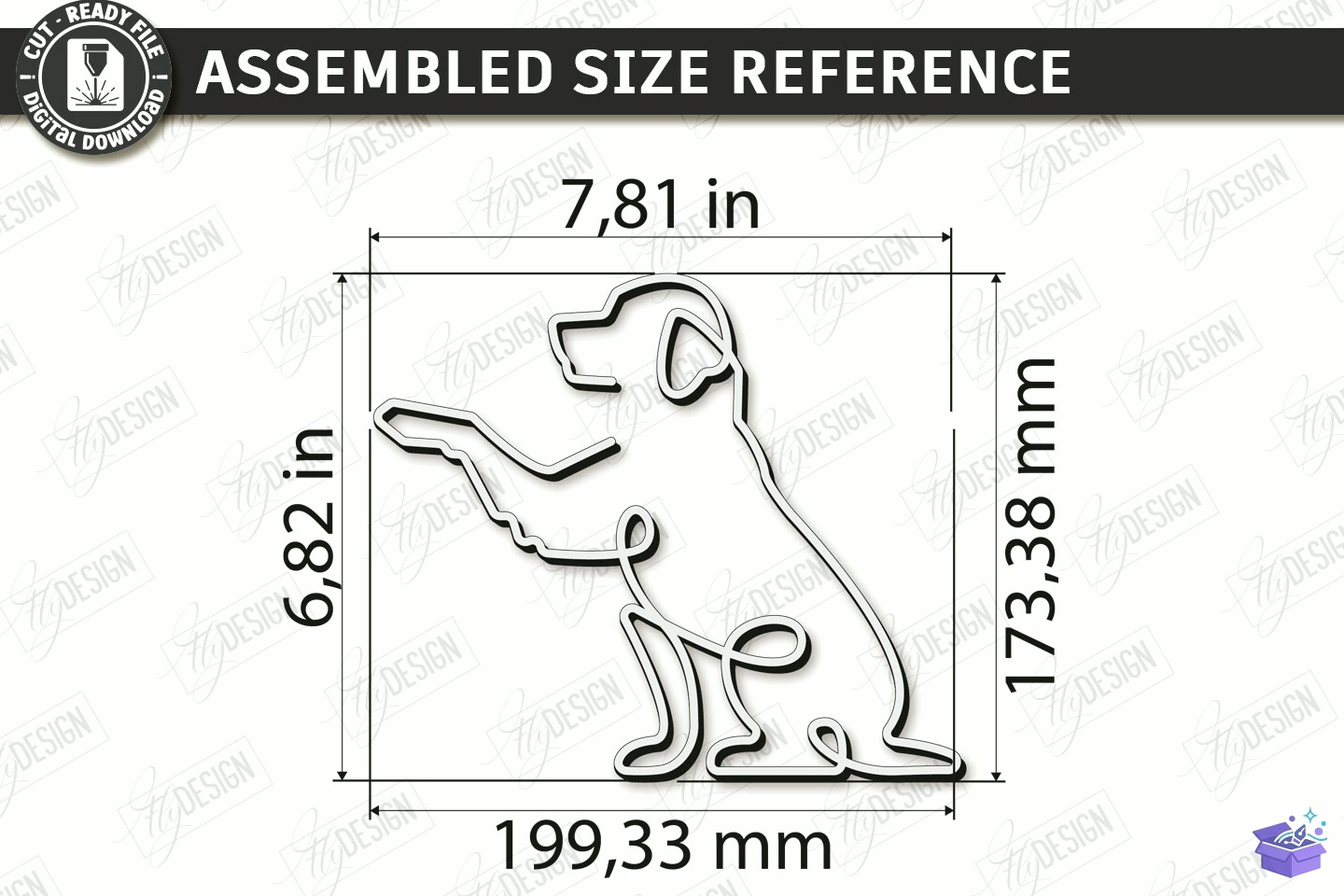 Ahşap One Line Köpek Art Lazer Kesim CNC - 3D Baskı ve Model Dosyası (STL, OBJ, 3MF) - detaylı önizleme 2