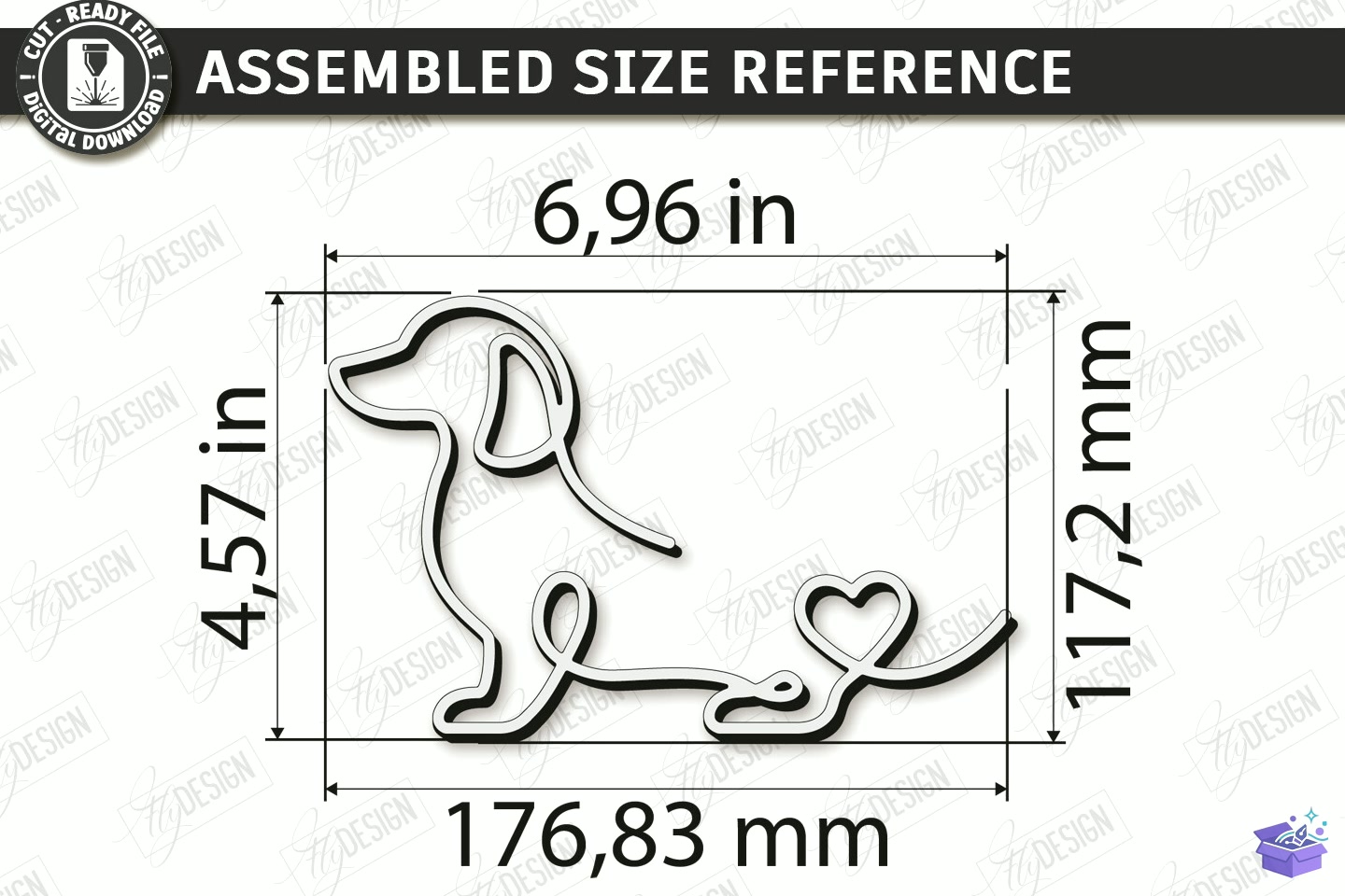 Ahşap One Line Köpek Art Lazer Kesim CNC - 3D Baskı ve Model Dosyası (STL, OBJ, 3MF) - detaylı önizleme 2