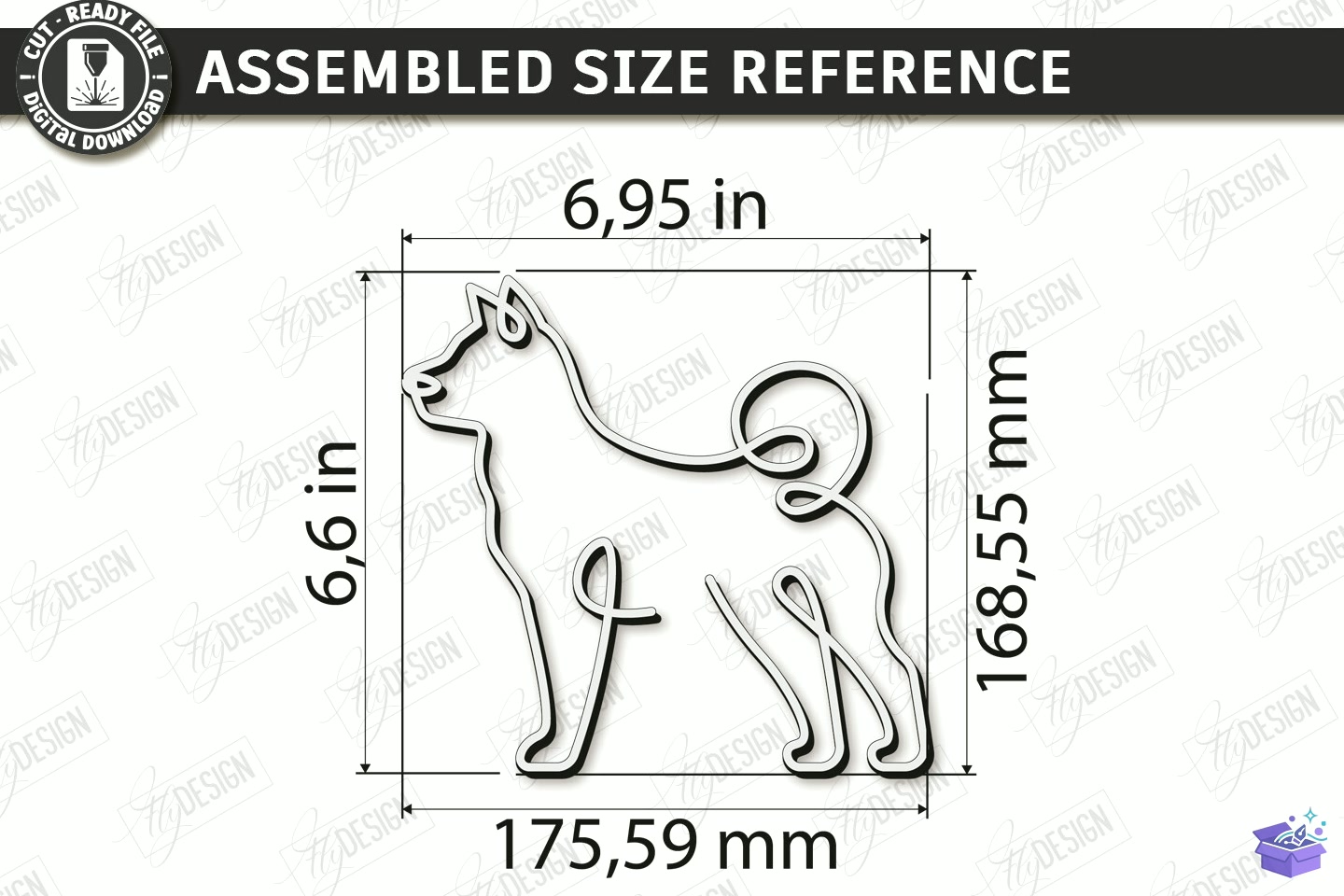 Ahşap One Line Köpek Art Lazer Kesim CNC - 3D Baskı ve Model Dosyası (STL, OBJ, 3MF) - detaylı önizleme 2