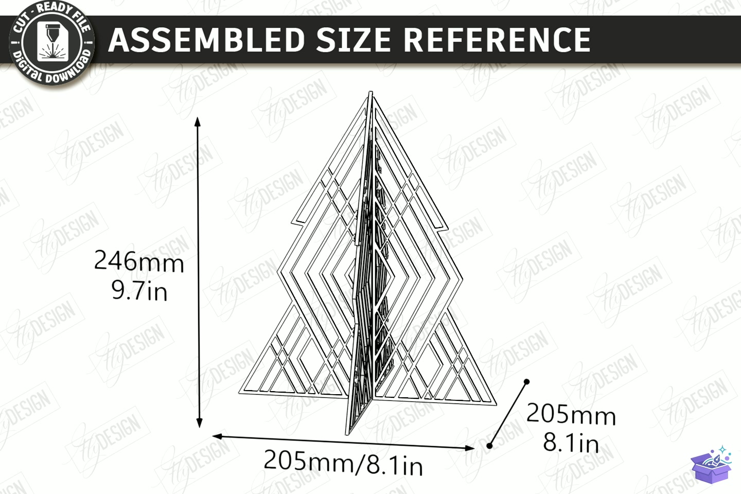 3D Ahşap Yılbaşı Ağacı Lazer Kesim CNC - 3D Baskı ve Model Dosyası (STL, OBJ, 3MF) - detaylı önizleme 2