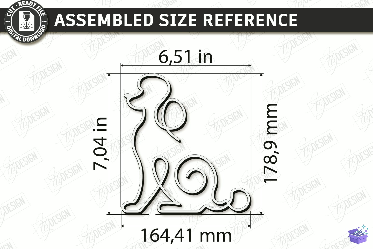 Ahşap One Line Köpek Art Lazer Kesim CNC - 3D Baskı ve Model Dosyası (STL, OBJ, 3MF) - detaylı önizleme 2