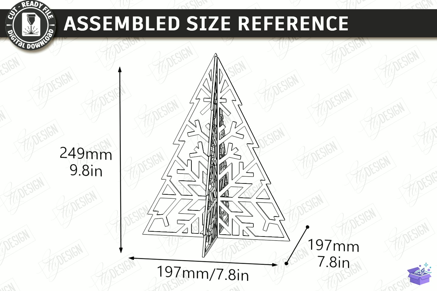 3D Ahşap Yılbaşı Ağacı Lazer Kesim CNC - 3D Baskı ve Model Dosyası (STL, OBJ, 3MF) - detaylı önizleme 2