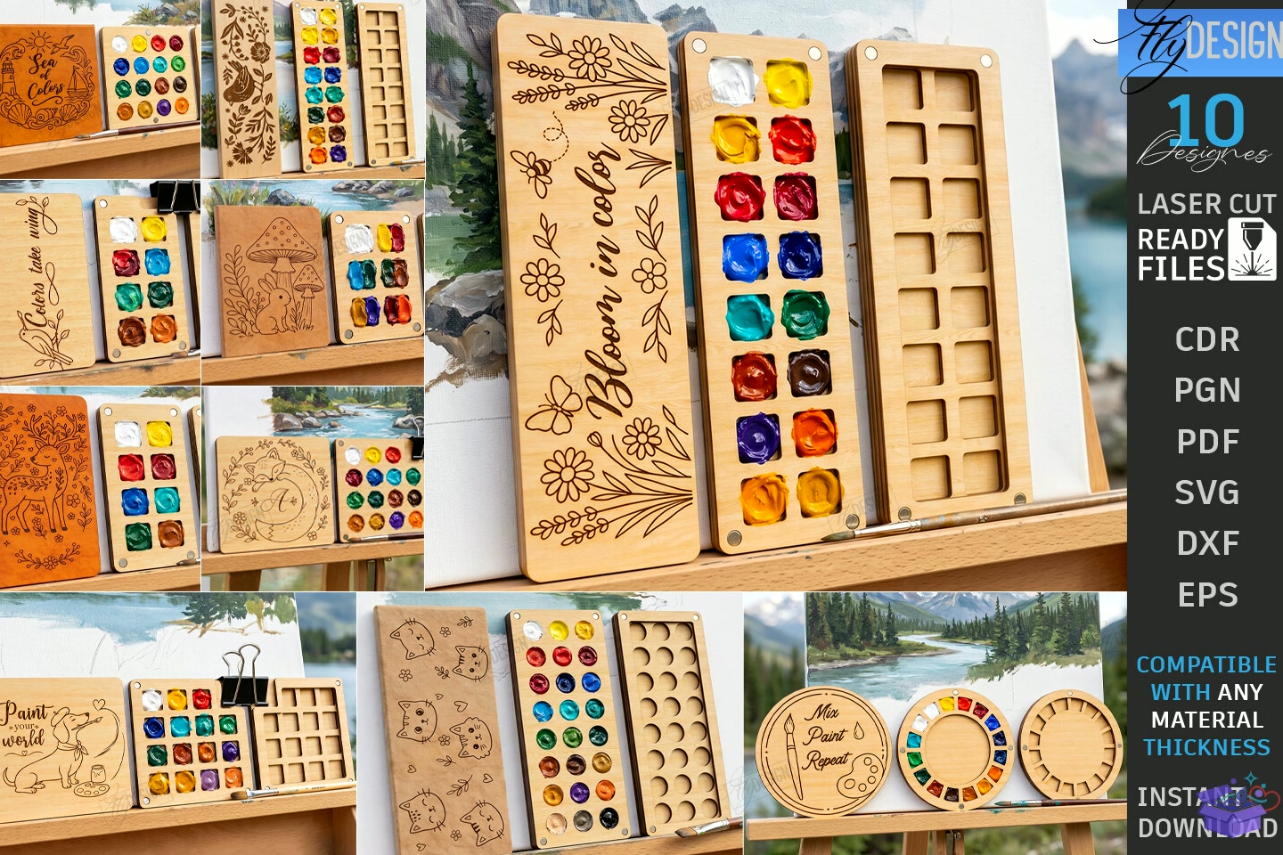 Mini Paint Palette Lazer Kesim CNC - 3D Baskı ve Model Dosyası (STL, OBJ, 3MF) - Lazer Kesim Dosyaları İndir (STL, OBJ, 3MF)
