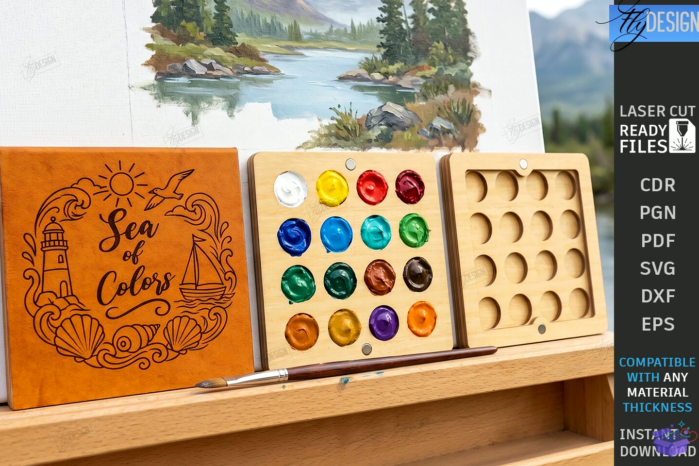 Mini Ahşap Paint Palette Lazer Kesim CNC - 3D Baskı ve Model Dosyası (STL, OBJ, 3MF) - Lazer Kesim Dosyaları İndir (STL, OBJ, 3MF)