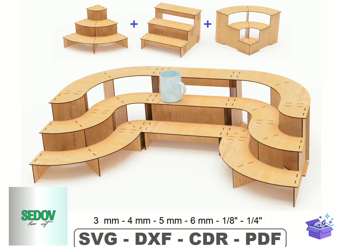 Lazer Kesim Retail Display Stand Şablon - Lazer Kesim ve Çizim Dosyası (SVG, DXF, EPS, PNG) - Lazer Kesim Dosyaları İndir (DXF, SVG, AI)