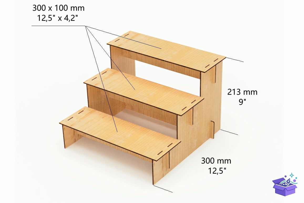 Lazer Kesim Retail Display Stand Şablon - Lazer Kesim ve Çizim Dosyası (SVG, DXF, EPS, PNG) - detaylı önizleme 2