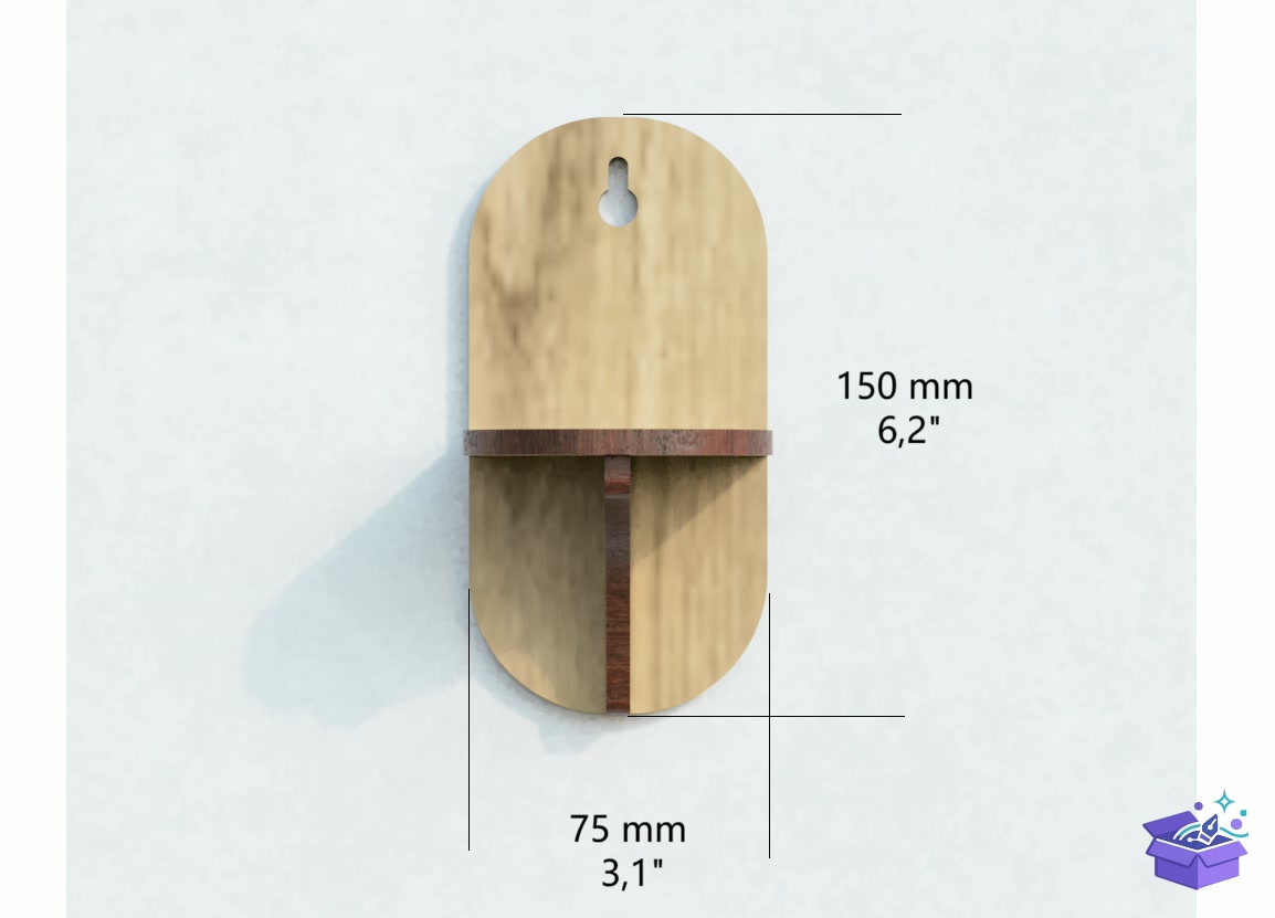 Lazer Kesim Small Floating Ahşap Duvar Rafı - Lazer Kesim ve Çizim Dosyası (SVG, DXF, EPS, PNG) - detaylı önizleme 2