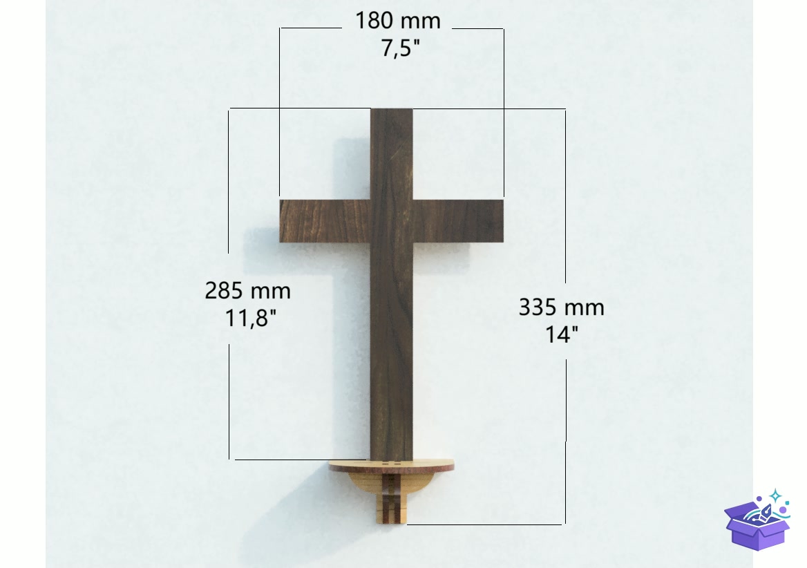 Lazer Kesim Wall Cross Candle Sconce - Lazer Kesim ve Çizim Dosyası (SVG, DXF, EPS, PNG) - detaylı önizleme 2