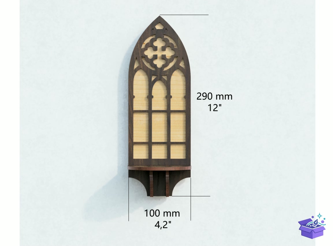 Wall Mumluk Lazer Kesim Duvar Rafı Altar - Lazer Kesim ve Çizim Dosyası (SVG, DXF, EPS, PNG) - detaylı önizleme 2