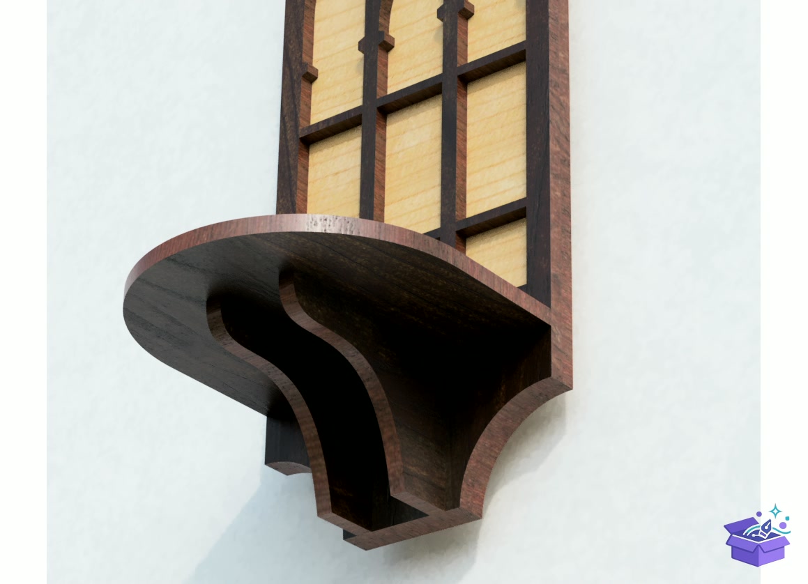Wall Mumluk Lazer Kesim Duvar Rafı Altar - Lazer Kesim ve Çizim Dosyası (SVG, DXF, EPS, PNG) - detaylı önizleme 4