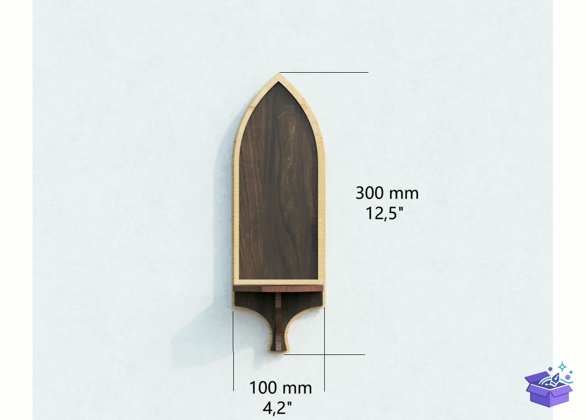 Gothic Arch Wall Candlestick Lazer Kesim - Lazer Kesim ve Çizim Dosyası (SVG, DXF, EPS, PNG) - detaylı önizleme 2