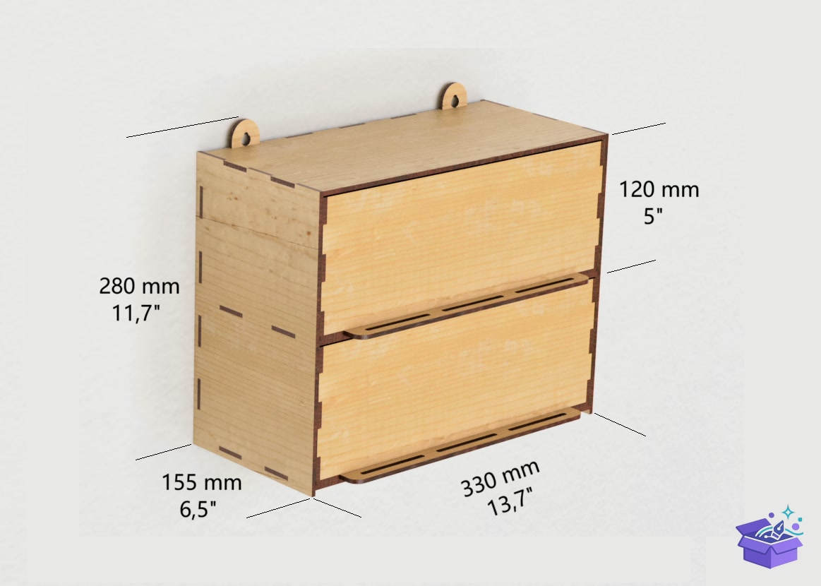 12 Modular Wall Storage Kutu Lazer Kesim - Lazer Kesim ve Çizim Dosyası (SVG, DXF, EPS, PNG) - detaylı önizleme 5