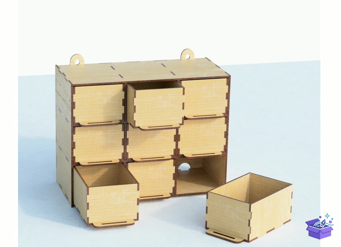 Wall Storage Organizer Laser - Lazer Kesim ve Çizim Dosyası (SVG, DXF, EPS, PNG) - detaylı önizleme 3