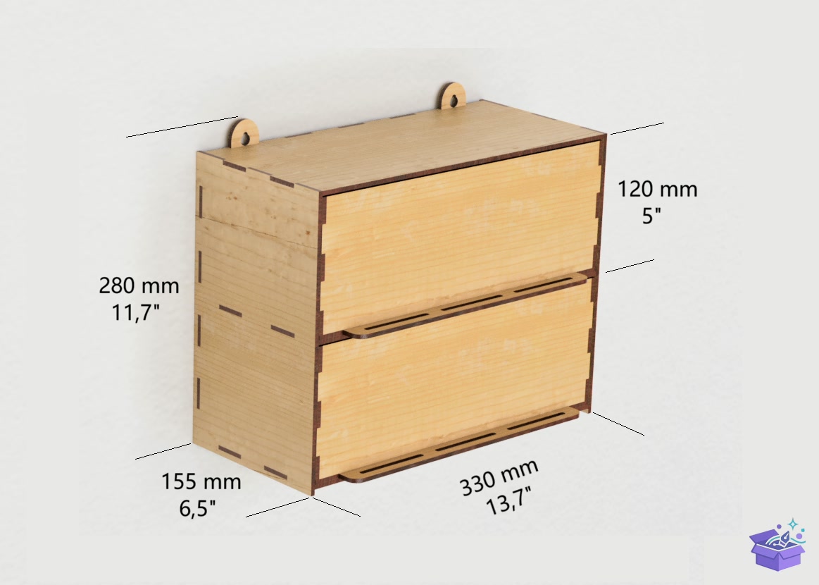 Lazer Kesim Modular Wall Drawer Organizer - El İşi ve Kesim Dosyası (SVG, DXF, EPS, PNG) - detaylı önizleme 2